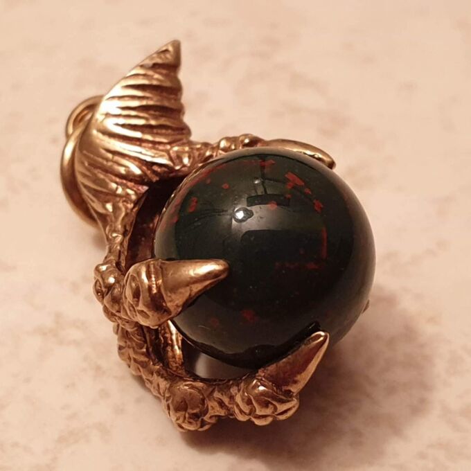 Dragon or Eagle Claw with Bloodstone Ball Pendant in 9ct Gold