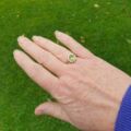 Peridot Green and White Cluster Ring in 9ct Gold.