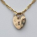 Simple Small Heart Padlock in 9ct Gold.