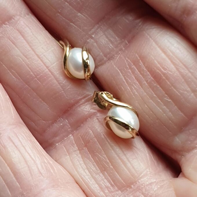 Pearl Caged Earrings in 9ct Gold