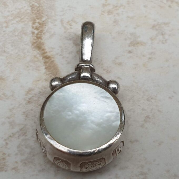 Mother of Pearl and Agate Pendant in Sterling Silver by David Scott Walker.