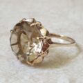 Fancy Round Quartz Solitaire Ring in 9ct Gold, a UK N or a US 7