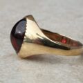 Garnet Cabochon Signet Ring in 9ct Gold,  a UK J 1/2 or a US 5 1/2.