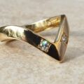 Diamond Set Wishbone or Chevron Ring in 18ct Gold,  a UK K 1/2 or a US 5 3/4.
