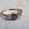 Purple Sapphire and Diamond Ring in 18ct Gold, a UK M 1/2 or a US 6 1/2.