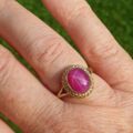 Synthetic Star Pink Ruby Ring in 9ct Gold.