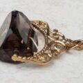 Smoky Quartz Spinning Fob Pendant in 9ct Gold