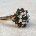 Chrysoprase and Opal Cluster Ring in 9ct Gold,  a UK P or a US 8.