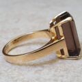 Smoky Quartz Solitaire Ring in 14ct Gold.