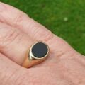 East West Oval Onyx Signet Ring in 9ct Gold.