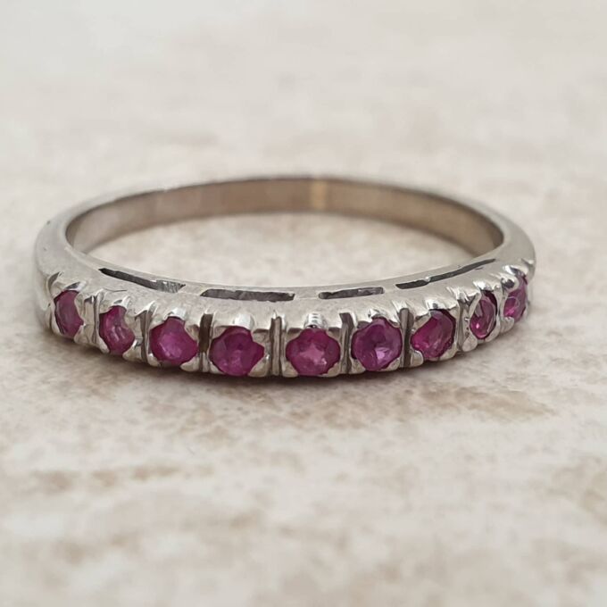 Ruby Half Eternity Stacking Band in 18ct White Gold