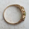 Summery Peridot Three Stone Ring in 9ct Gold, a UK N 1/2 or a US 7 1/4.