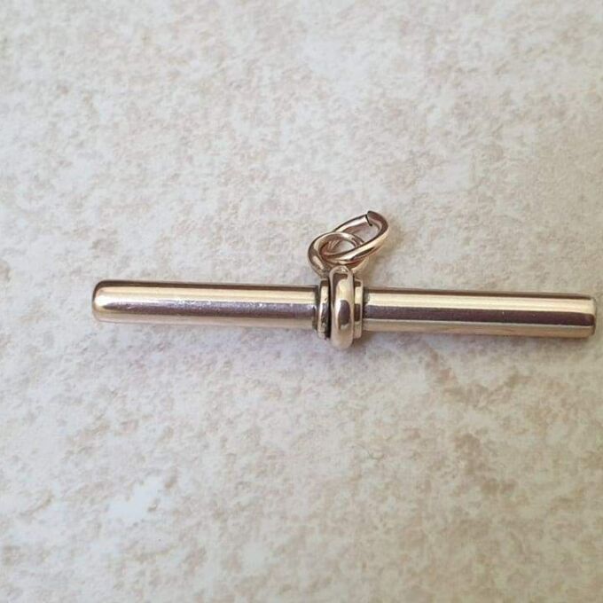Simple Plain Albert or T Bar Fob Pendant in 9ct Gold