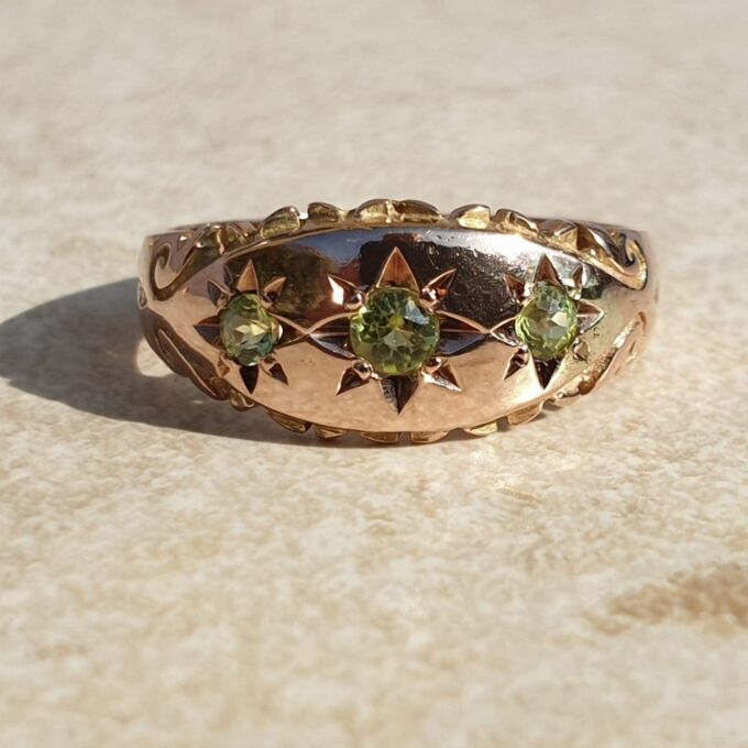 Peridot Gypsy Ring in 9ct Rose Gold,  a UK L 1/2 or a US 6.