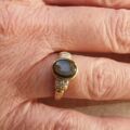 Black Synthetic Star Sapphire Ring in 9ct Gold.