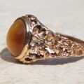 Ornate Rose Gold Tigers Eye Signet Ring, a UK K 1/2 or a US 5 3/4.
