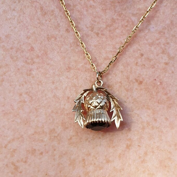Thistle Pendant with Smoky Quartz in 9ct Gold