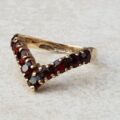 Gorgeous Garnet Chevron Wishbone Ring in 9ct Gold, a UK L 1/2 or a US 6 1/4.