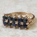 Double Row Sapphire Ring in 9ct Gold, a UK J or a US 5