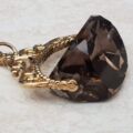 Smoky Quartz Spinning Fob Pendant in 9ct Gold