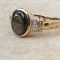 Black Synthetic Star Sapphire Ring in 9ct Gold.