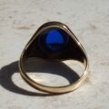 Synthetic Sapphire Cabochon Signet Ring in 9ct Gold, a UK P 1/2 or a US 8.