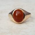 Cabochon Carnelian Signet Ring in 9ct Gold, a UK L 1/2 or a US 6 1/2.
