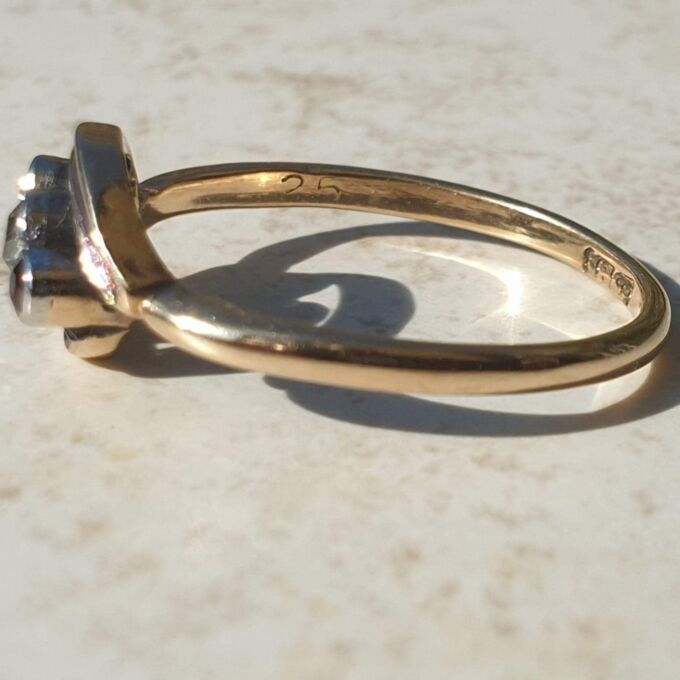 Ruby & Diamond Trilogy Crossover Bypass Ring in 18ct Gold.