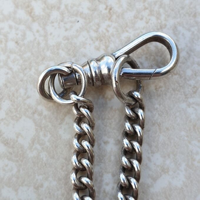 Sterling Silver Curb Chain with T Bar and Dog Clip