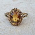 Oval Citrine Solitaire Ring in 9ct Gold, a UK Q or a US 8 1/2