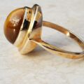 Striking Tigers Eye Frame Ring in 9ct Gold, a UK N 1/2 or a US 7.