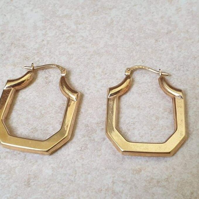 Geometric Design Hoops in 9ct Gold