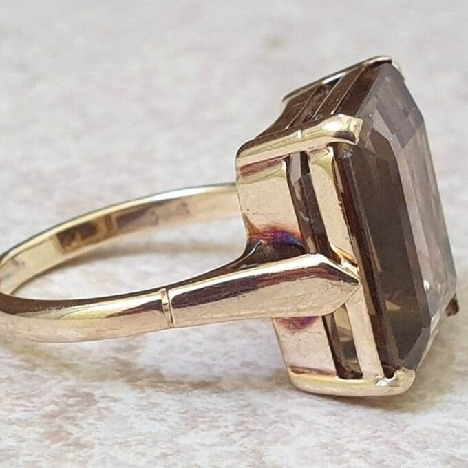 Huge Quartz Solitaire Ring in 9ct Gold