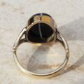 Stunning Banded Agate Cabochon Solitaire in 9ct Gold, a UK N or a US 7.