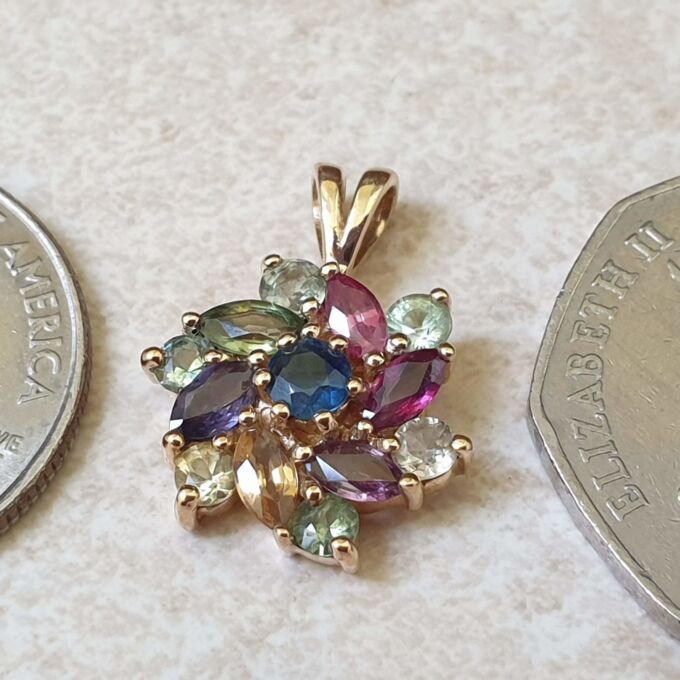Multi Sapphire Cluster Pendant in 9ct Gold