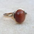 Cabochon Goldstone Signet Ring in 9ct Gold,  a UK N 1/2 or a US 7 1/4.