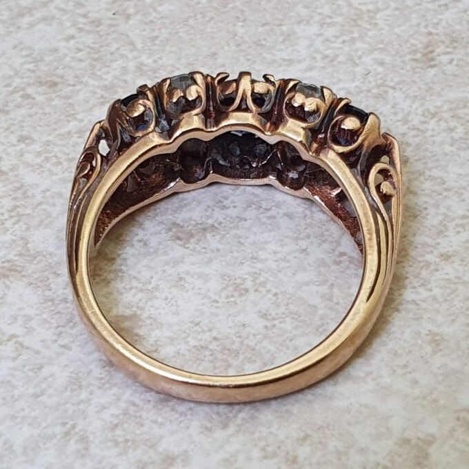 Synthetic Sapphire Gypsy Ring in 9ct Gold.