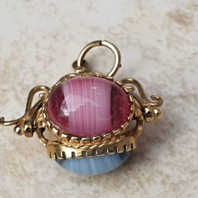 Three Colour Spinning Fob Pendant in 9ct Gold