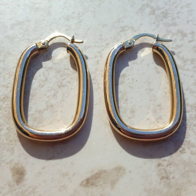 Squared Hoop Earrings in 9ct Gold