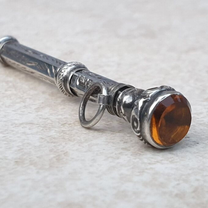 Antique Ornate Propelling Pencil in Silver with Vintage Box