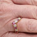 Ruby and Diamond Chevron Ring in 18ct Gold,  a UK M 1/2 or a US 6 3/4.