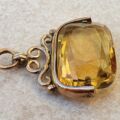 Antique Edwardian Citrine Spinning Fob in 9ct Gold