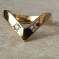 Diamond Set Wishbone or Chevron Ring in 18ct Gold,  a UK K 1/2 or a US 5 3/4.