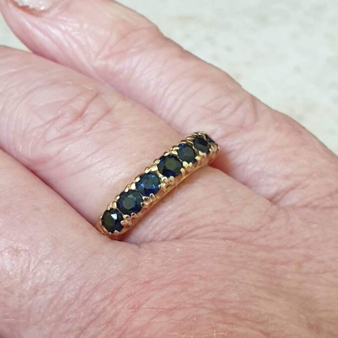 Sapphire Half Eternity Stacking Band in 9ct Gold, a UK M 1/2 or a US 6 3/4