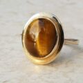 Striking Tigers Eye Frame Ring in 9ct Gold, a UK N 1/2 or a US 7.