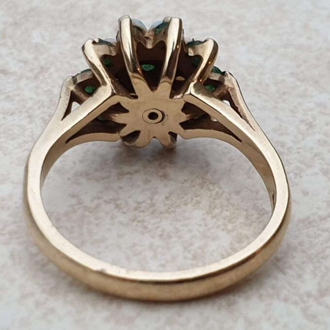 Chrysoprase and Opal Cluster Ring in 9ct Gold,  a UK P or a US 8.