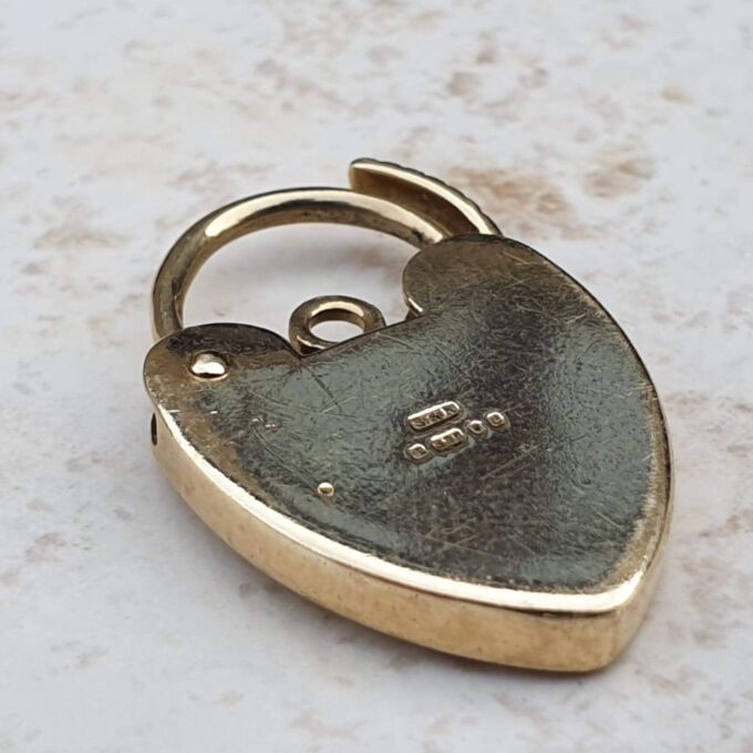 Engraved Heart Padlock in 9ct Yellow Gold