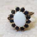 Opal and Sapphire Cluster Ring in 9ct Gold.