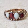 Chunky Opal and Garnet Ring in 9ct Gold, a UK L 1/2 or a US 6 1/4
