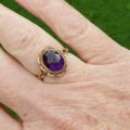 Vibrant Synthetic Amethyst Solitaire 9ct Gold Ring, a UK J or a US 5 1/4.